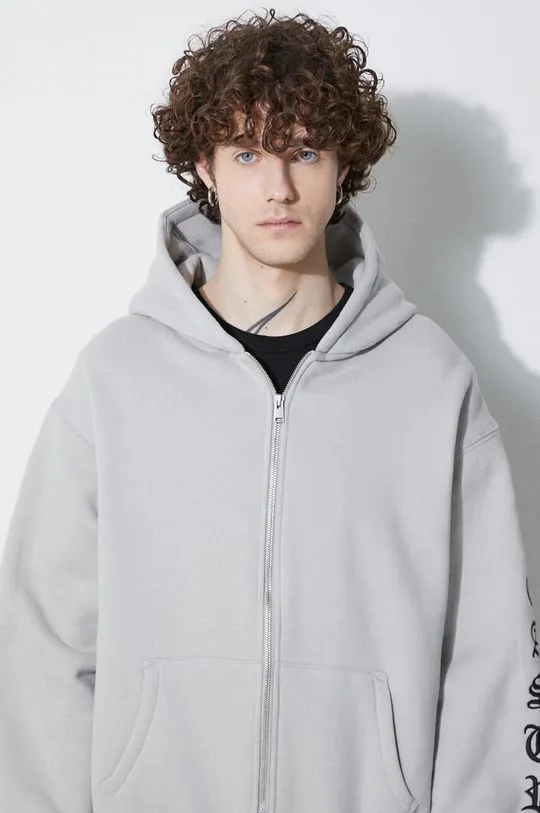 PLEASURES sweatshirt Oe Zip Up Hoodie men's gray color P23W038.GREY