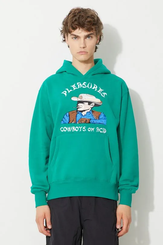 PLEASURES sweatshirt Rhythm Hoodie men's green color