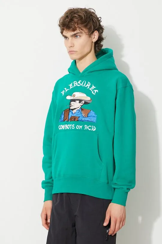 PLEASURES sweatshirt Rhythm Hoodie men's green color