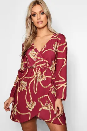 Plus Chain Printed Wrap Dress