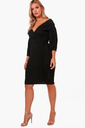 Plus  Off The Shoulder Wrap Midi Dress