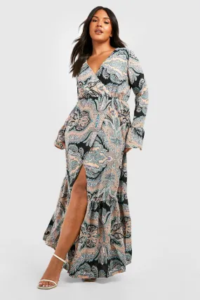 Plus Paisley Wrap Maxi Dress