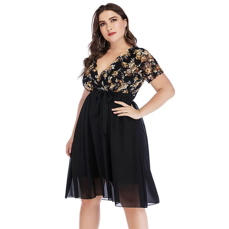 Plus Size Lace Wrap Dress | Chic Lover - Plus Size Clothing