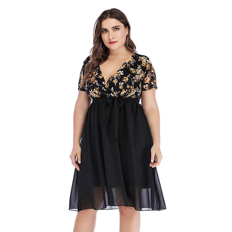 Plus Size Lace Wrap Dress | Chic Lover - Plus Size Clothing