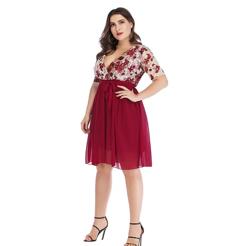 Plus Size Lace Wrap Dress | Chic Lover - Plus Size Clothing