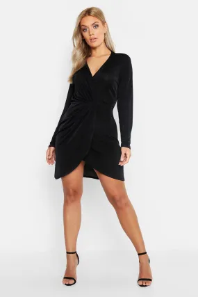 Plus Slinky Knot Front Wrap Dress