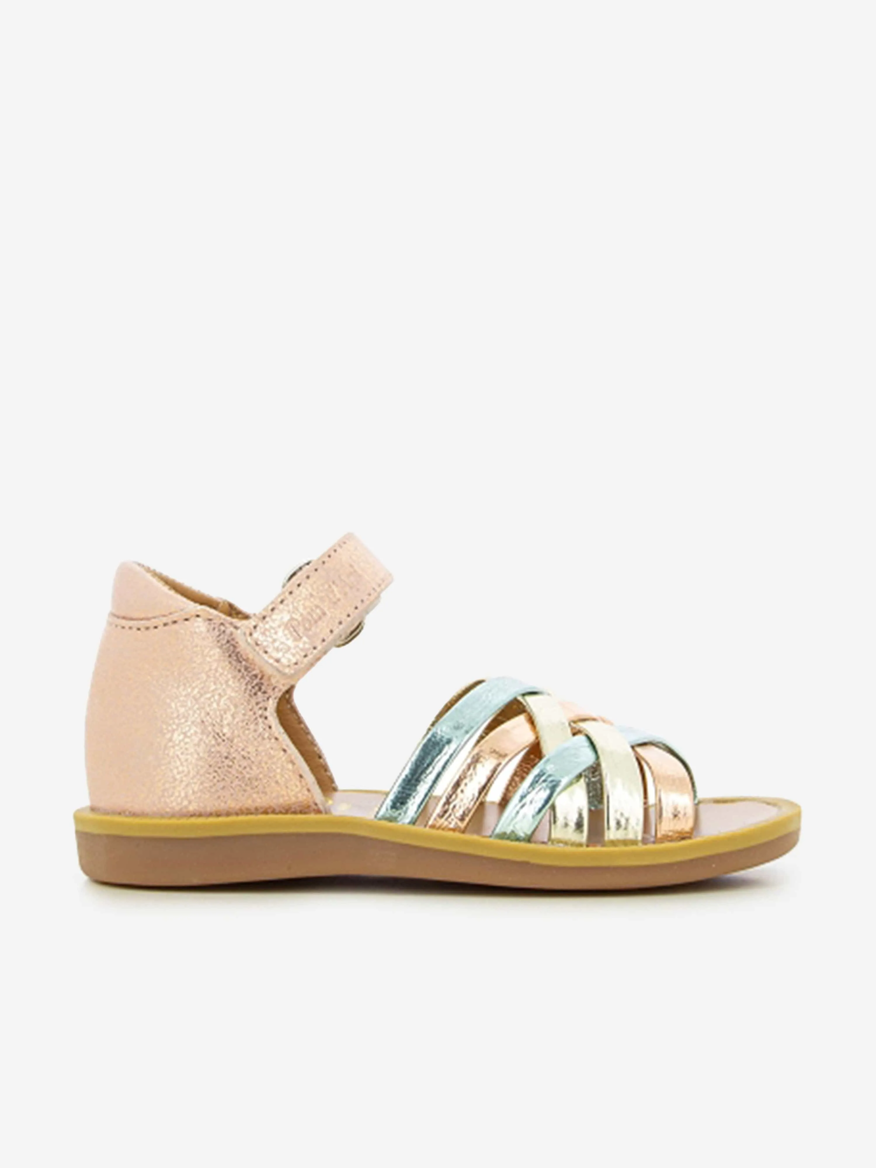 Pom D'Api Girls Leather Poppy Lux Sandals in Pink