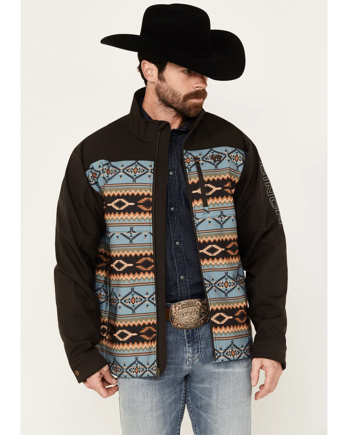 Product Name:  Cinch Men's Blocked Southwestern Softshell Jacket