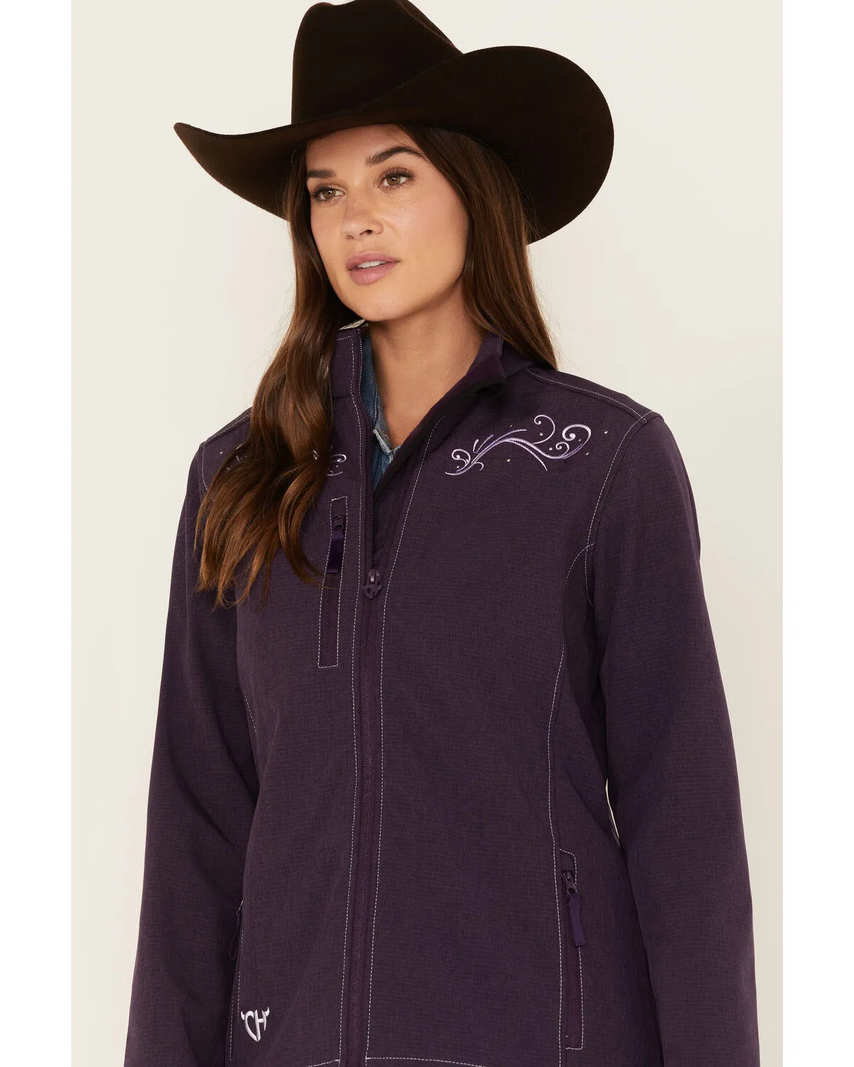 Product Name:  Cowgirl Hardware Women's Filigree Embroidered Emblem Softshell Jacket