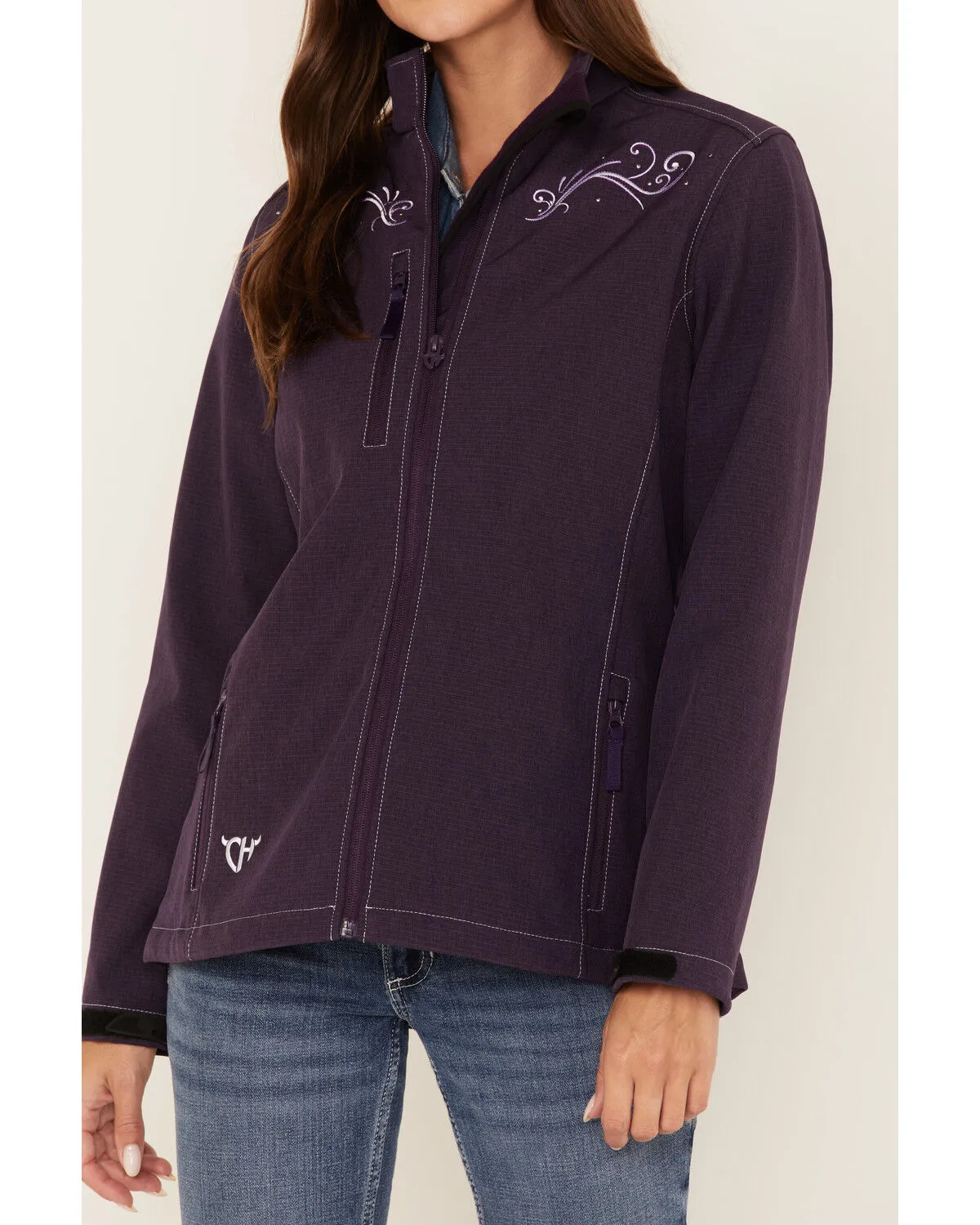 Product Name:  Cowgirl Hardware Women's Filigree Embroidered Emblem Softshell Jacket