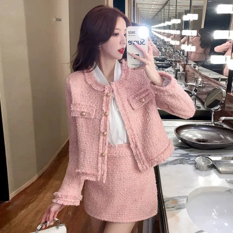 Purple small fragrant jacket 2024 new style elegant lady suit skirt autumn and winter short French style high-end two-piece set