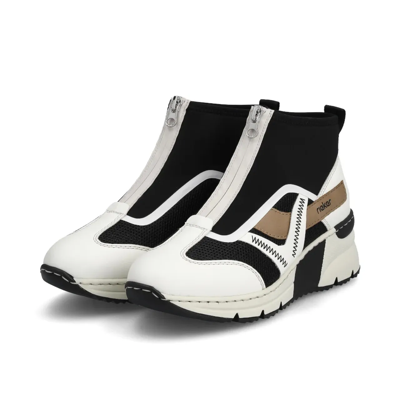 Rieker N6360-00 Ice White & Black Ankle Boot