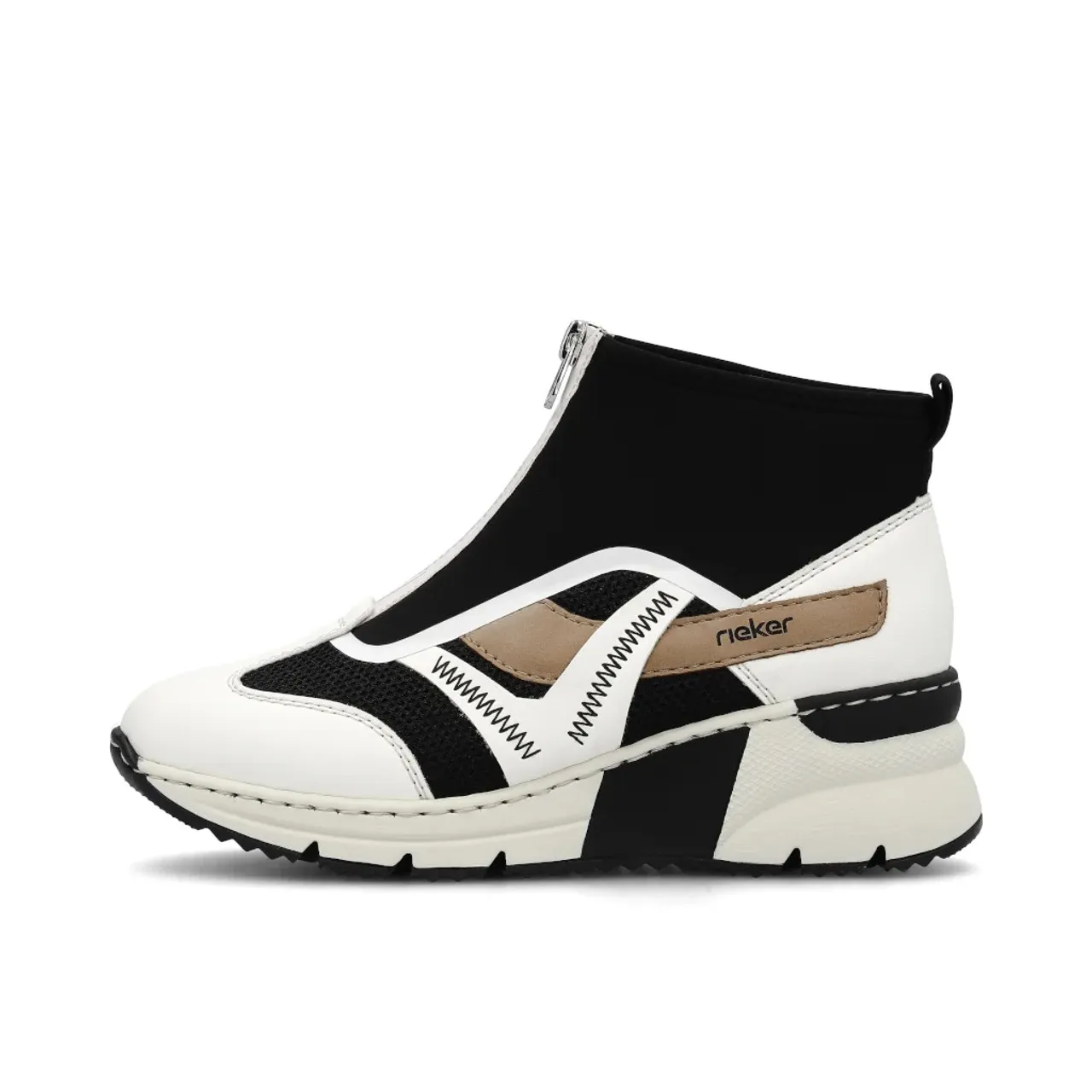 Rieker N6360-00 Ice White & Black Ankle Boot