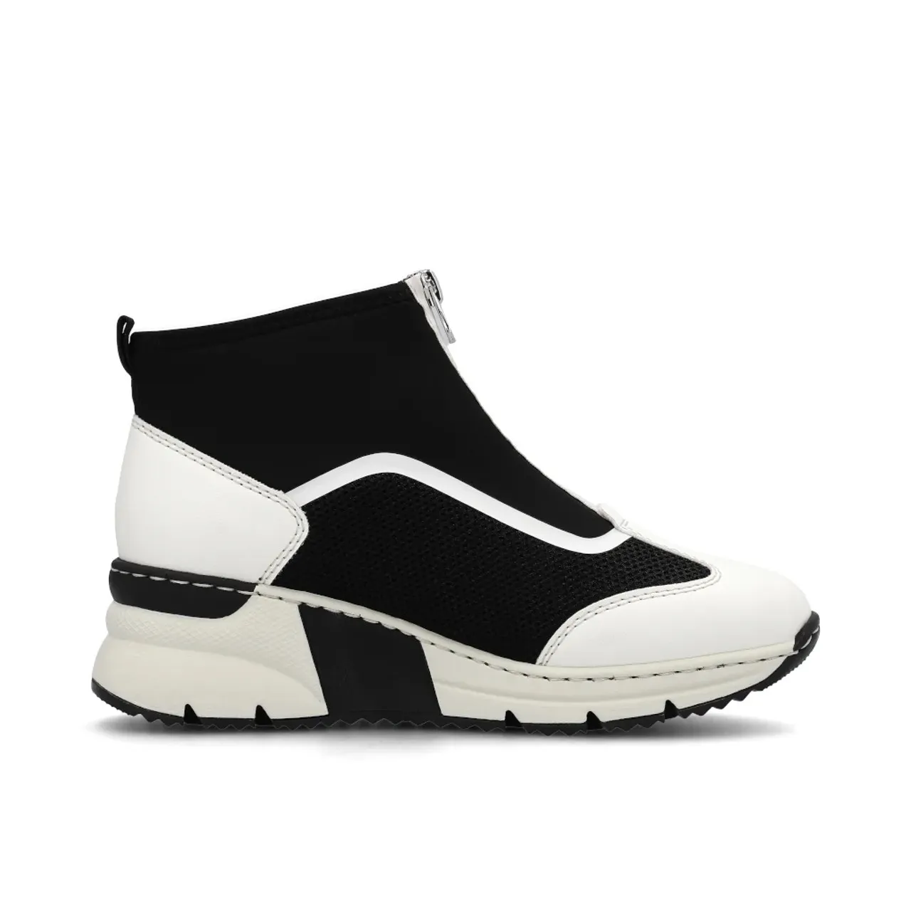 Rieker N6360-00 Ice White & Black Ankle Boot