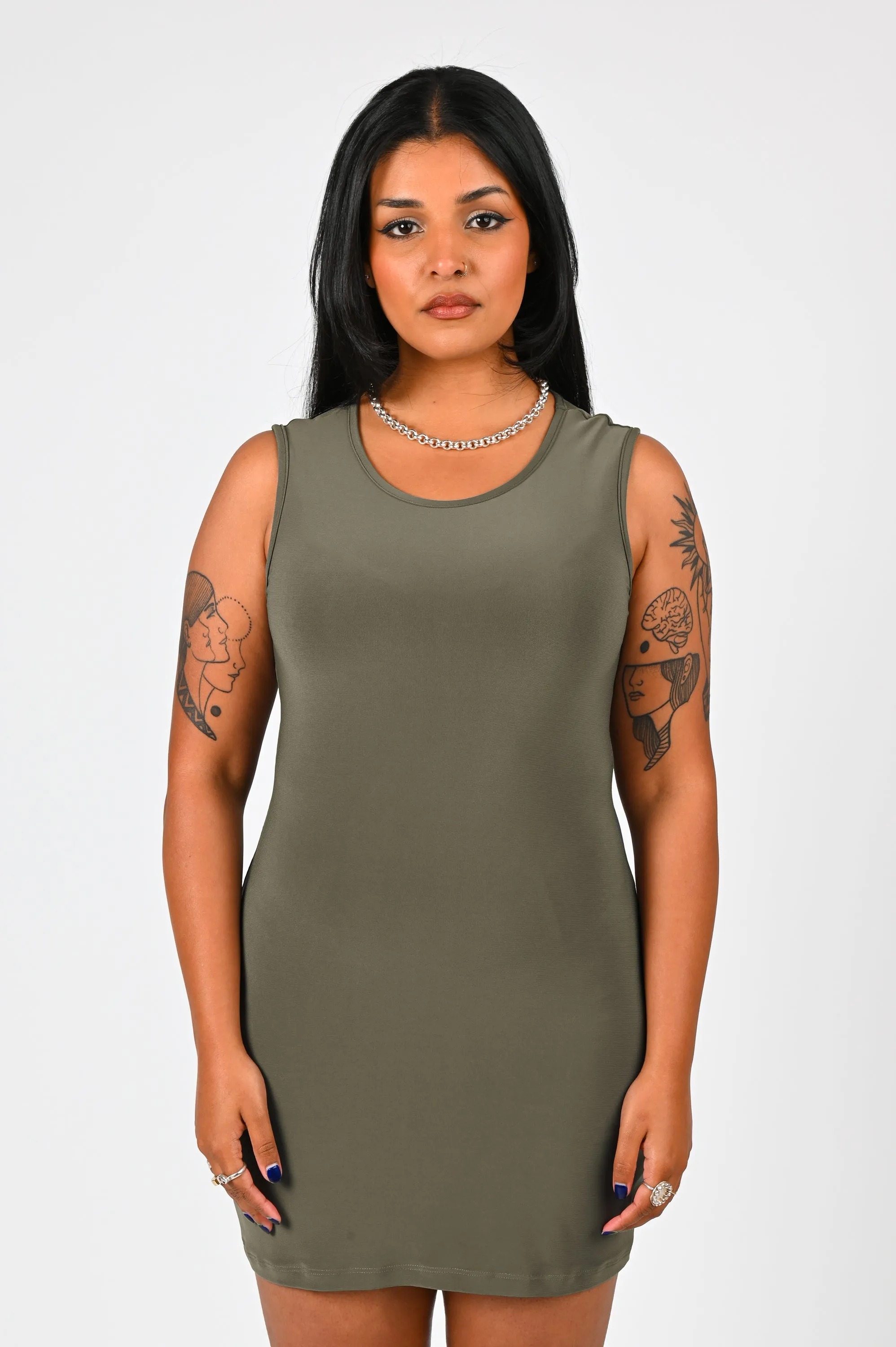 Sabi Mini Tank Dress in Khaki