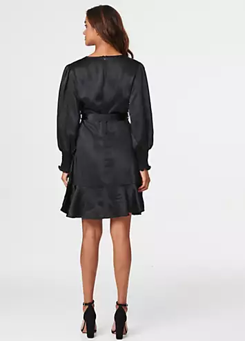 Satin Frill Detail Wrap Dress by Izabel London | Look Again