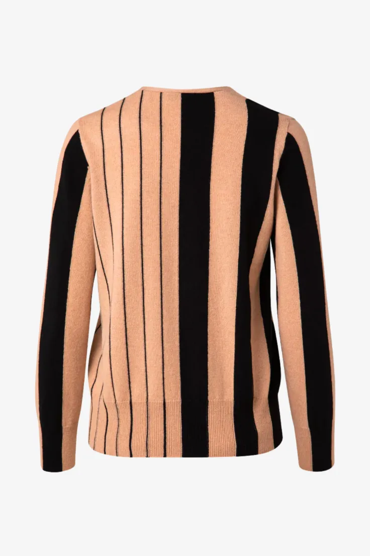 Screen Stripes Kaschmir Pullover mit V-Ausschnitt