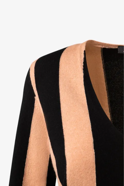 Screen Stripes Kaschmir Pullover mit V-Ausschnitt