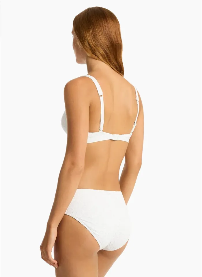 Sea Level Interlace Mid Bikini Pant - White