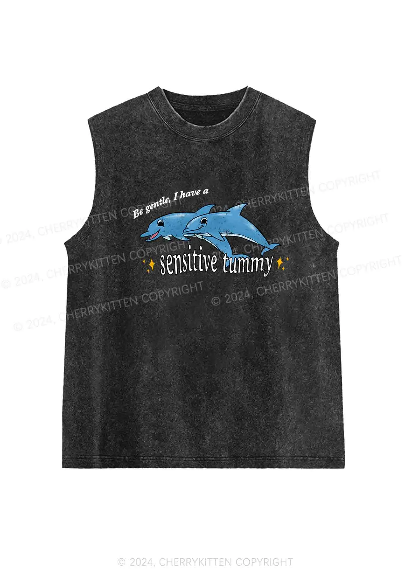 Sensitive Tummy Y2K Washed Tank Cherrykitten