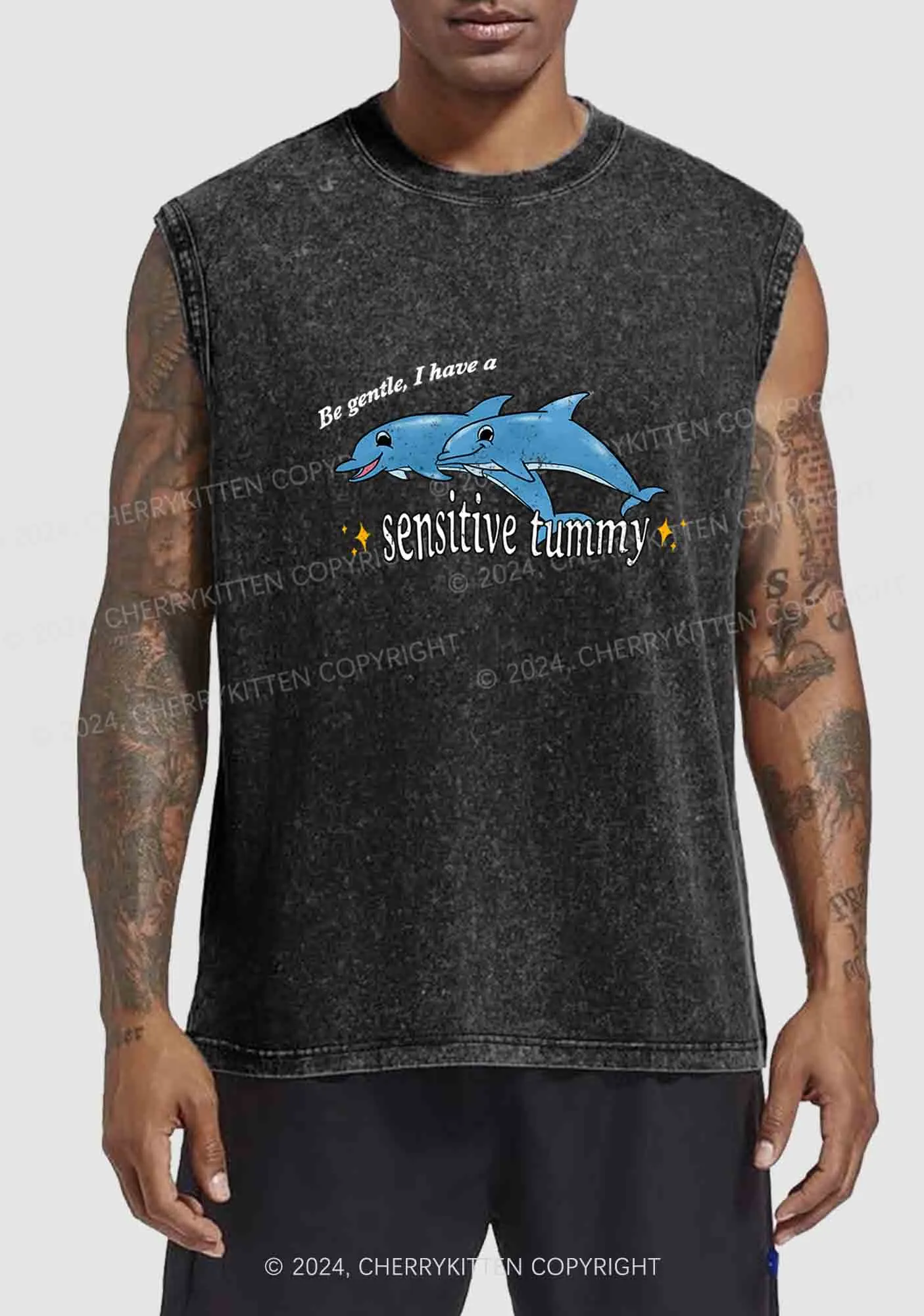 Sensitive Tummy Y2K Washed Tank Cherrykitten