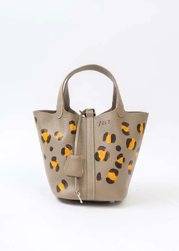 Small Paint Cube Bag - Beige  Leopard