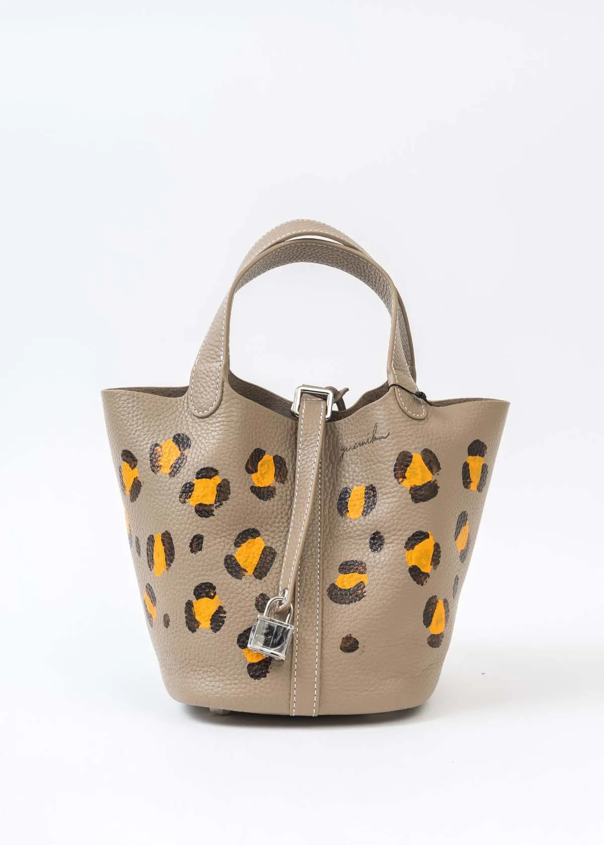 Small Paint Cube Bag - Beige  Leopard