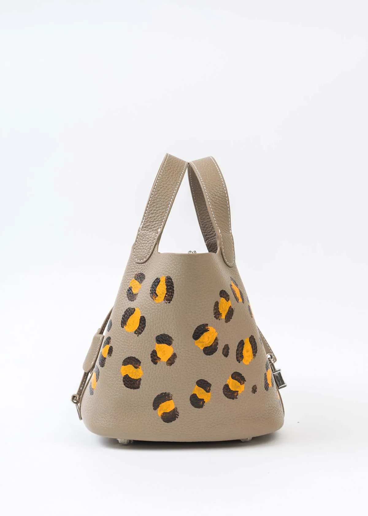 Small Paint Cube Bag - Beige  Leopard