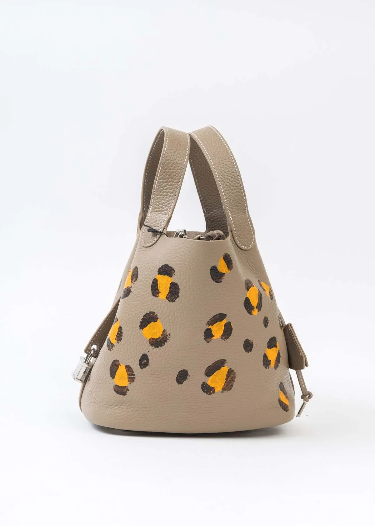 Small Paint Cube Bag - Beige  Leopard