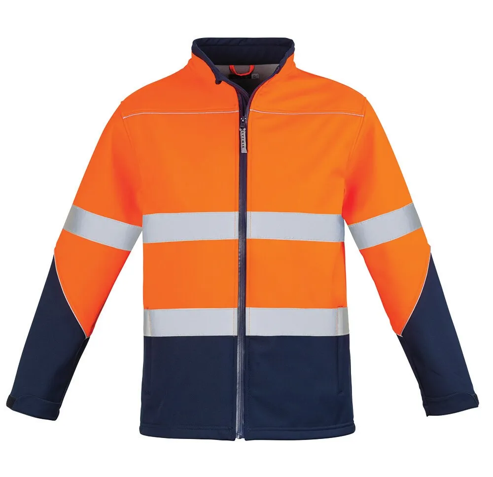 SYZMIK ZJ353 Unisex High Visibility Softshell Jacket with Reflective Tape - Orange/Navy - XXS