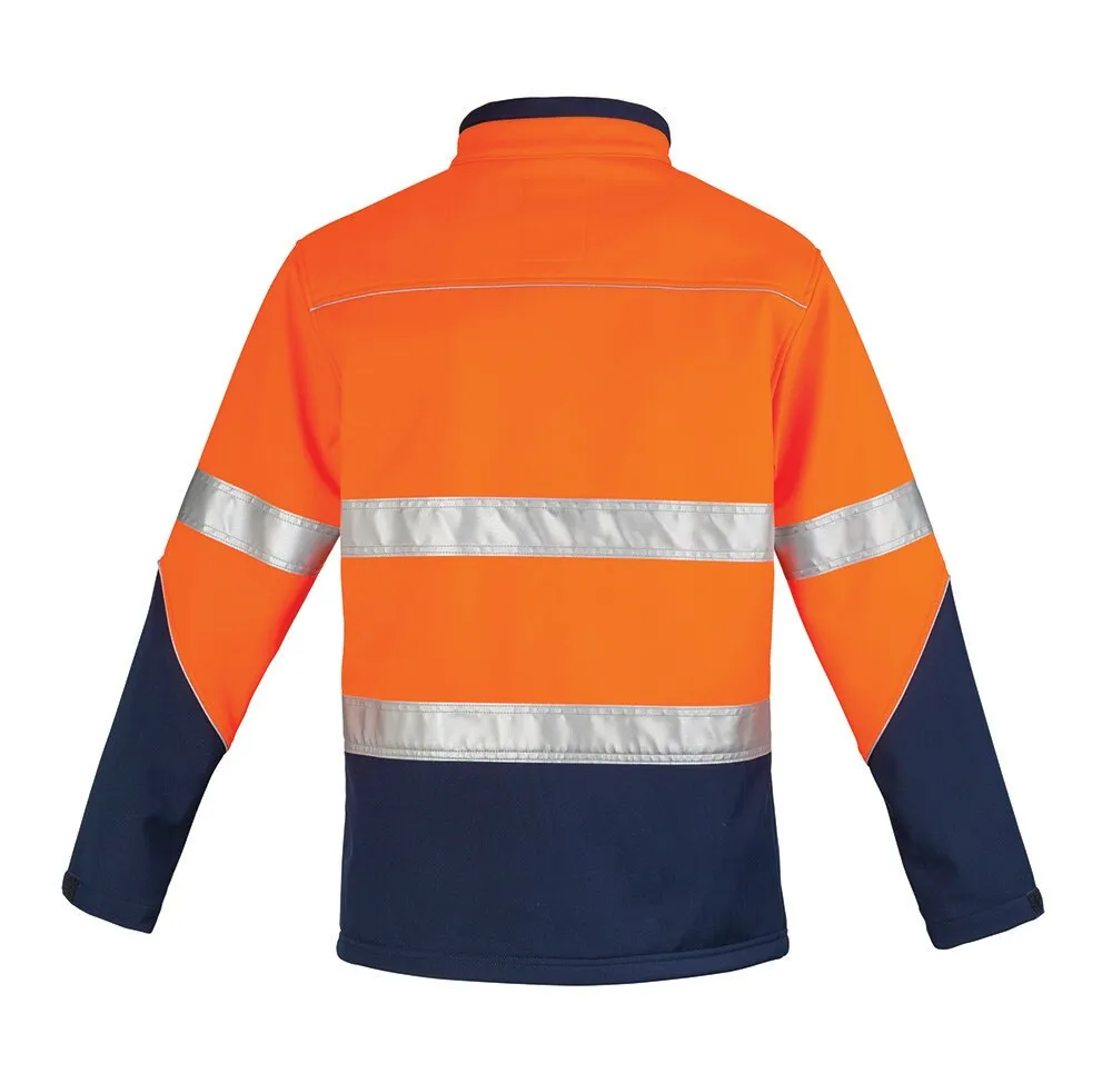 SYZMIK ZJ353 Unisex High Visibility Softshell Jacket with Reflective Tape - Orange/Navy - XXS