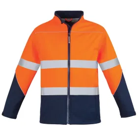 SYZMIK ZJ353 Unisex High Visibility Softshell Jacket with Reflective Tape - Orange/Navy - XXS