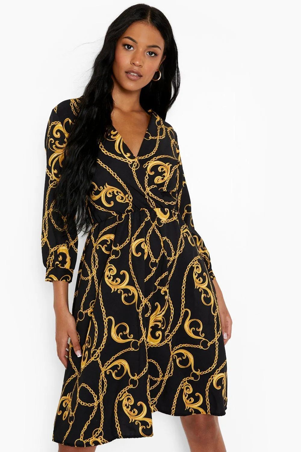 Tall Chain Print Wrap Dress