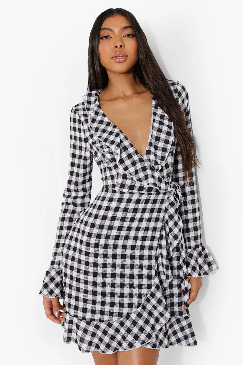 Tall Gingham Wrap Tea Dress