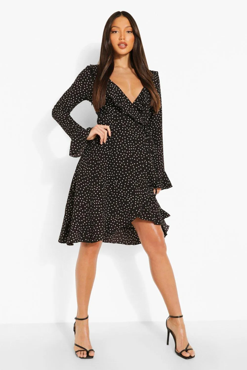 Tall Polka Dot Wrap Midi Dress