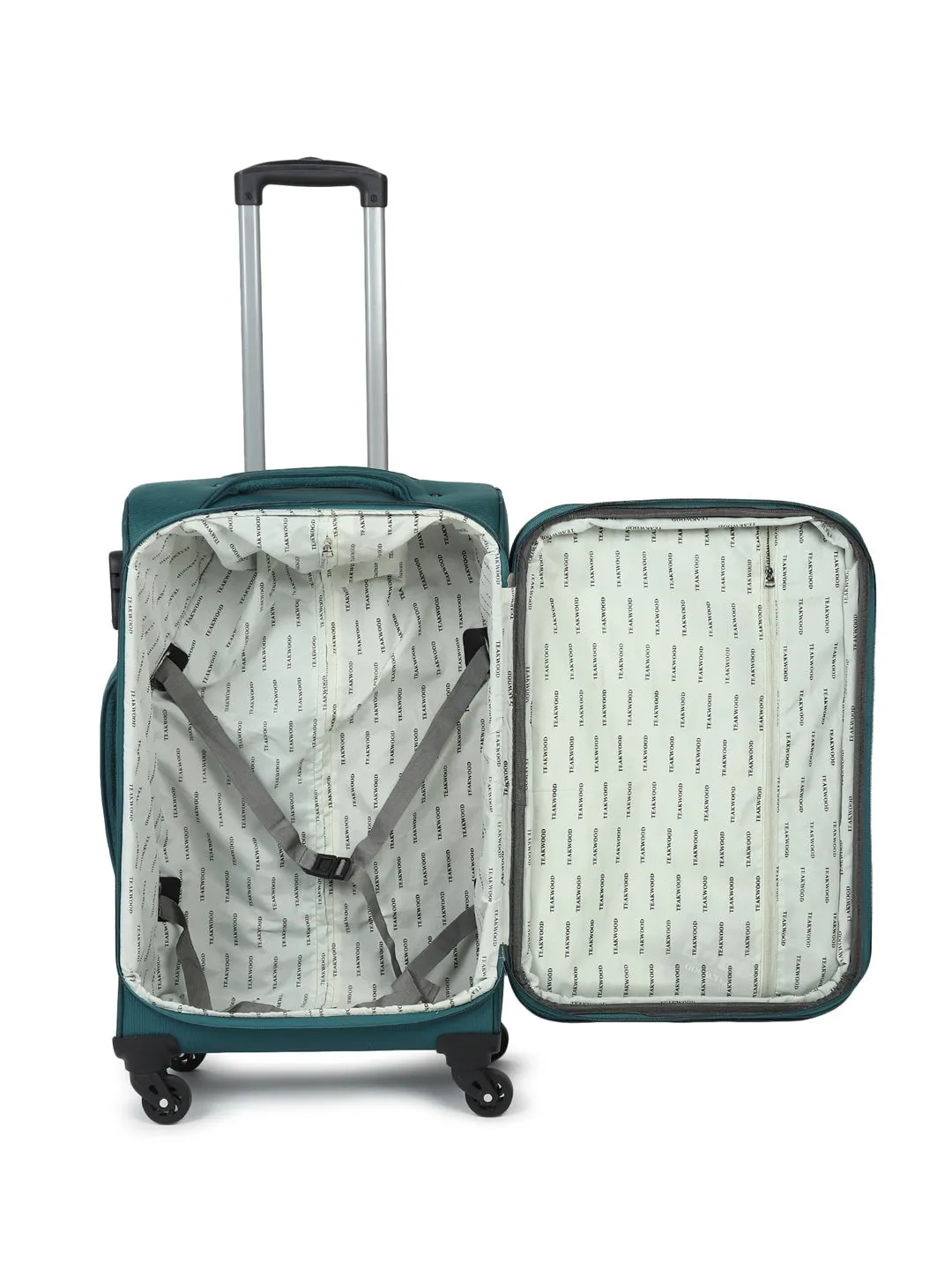 Teal Textured Soft-Sided Trolley Suitcase Medium