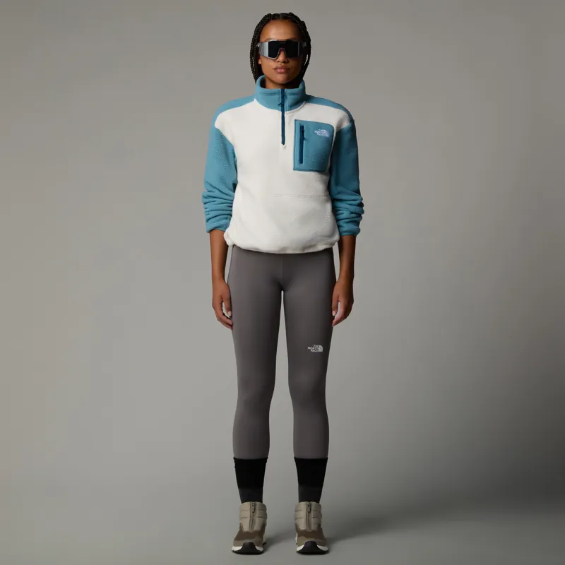 The North Face Womens Yumiori 1/4 Zip Fleece - Algae Blue-White Dune-Midnight Petrol