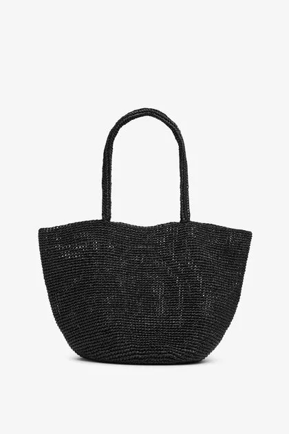 The Row Elif black raffia bag