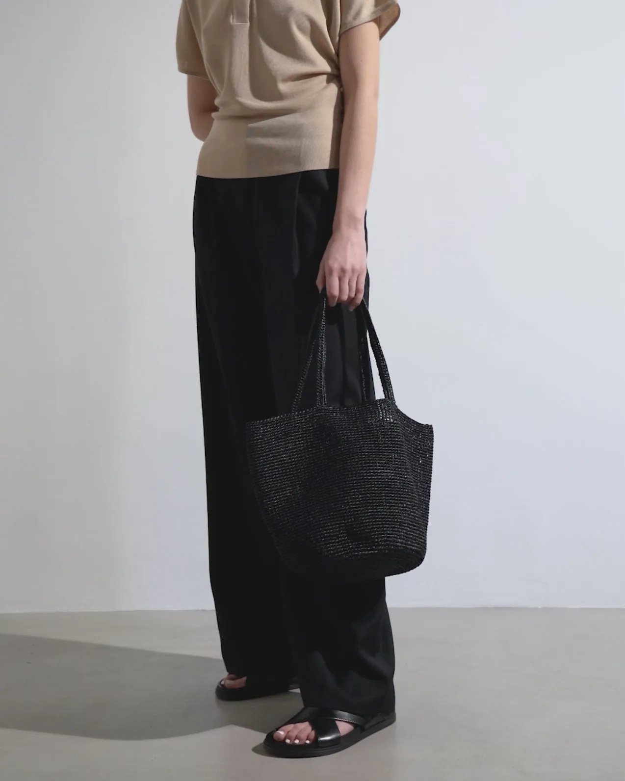 The Row Elif black raffia bag