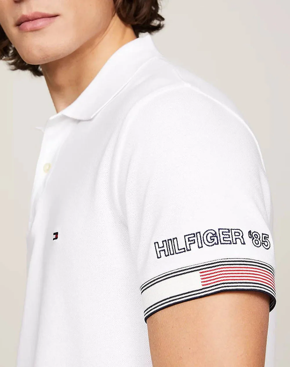 TOMMY HILFIGER FLAG CUFF SLIM POLO