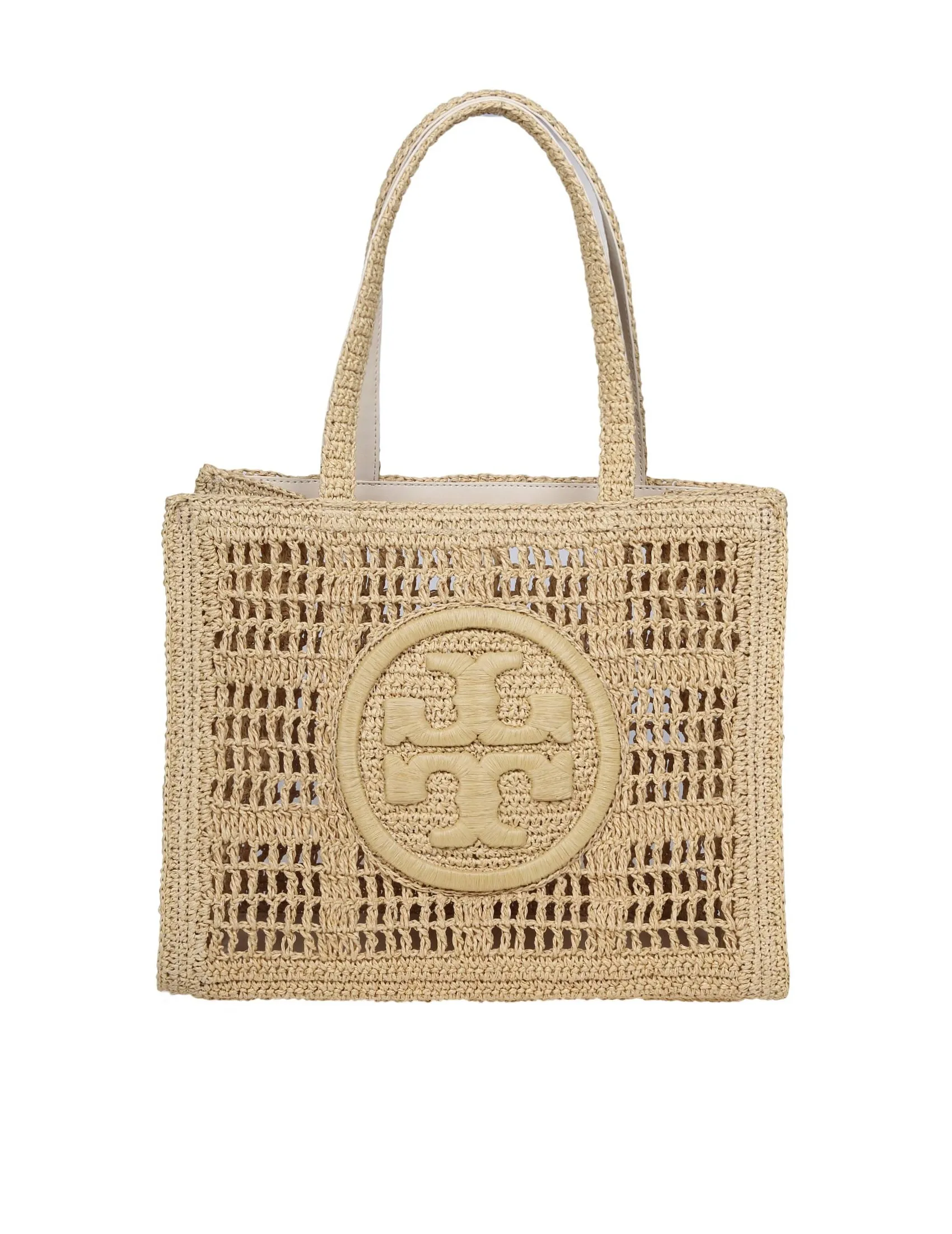 TORY BURCH ELLA SMALL TOTE IN NATURAL RAFFIA