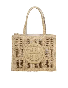 TORY BURCH ELLA SMALL TOTE IN NATURAL RAFFIA