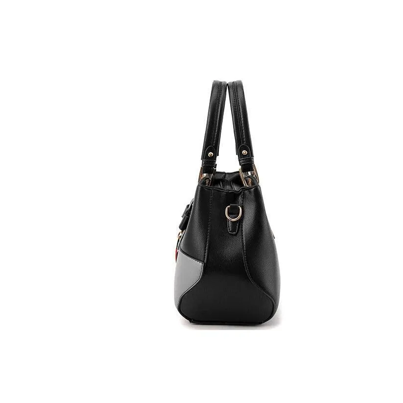 Tri Color Combination Faux-Leather Tote Handbag with Gorgeous Heart Ta - Leather Skin Shop