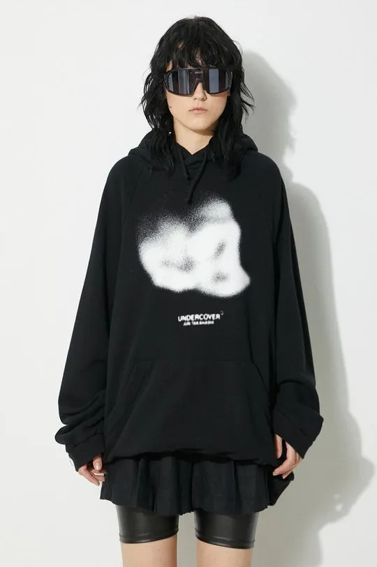 Undercover cotton sweatshirt Hoodie women's black color hooded with a print UC1D1801.3