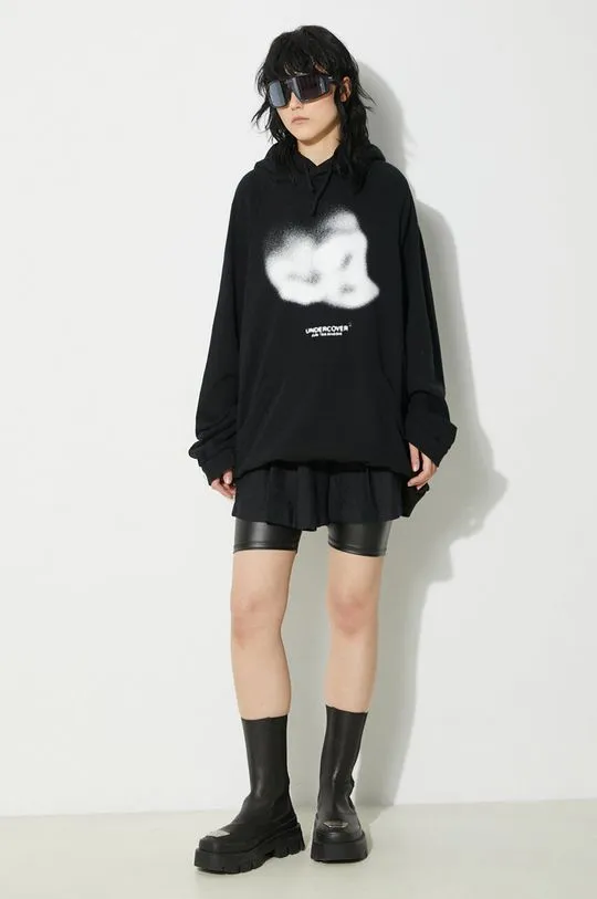 Undercover cotton sweatshirt Hoodie women's black color hooded with a print UC1D1801.3