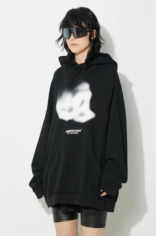 Undercover cotton sweatshirt Hoodie women's black color hooded with a print UC1D1801.3