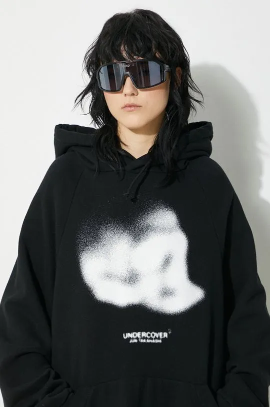 Undercover cotton sweatshirt Hoodie women's black color hooded with a print UC1D1801.3