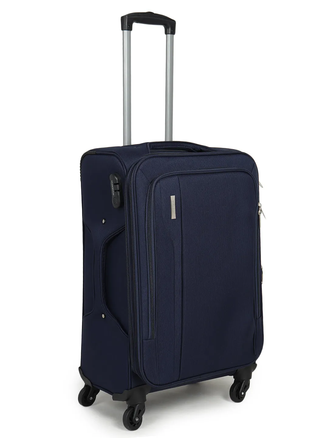 Unisex Blue Solid Soft-sided Trolley Suitcase