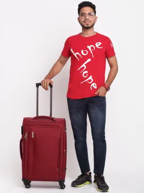 Unisex Red Solid Soft-sided Trolley Suitcase