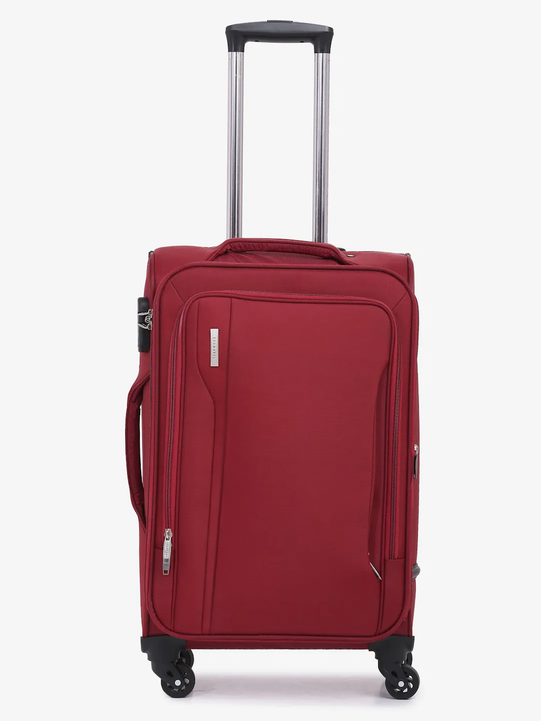 Unisex Red Solid Soft-sided Trolley Suitcase